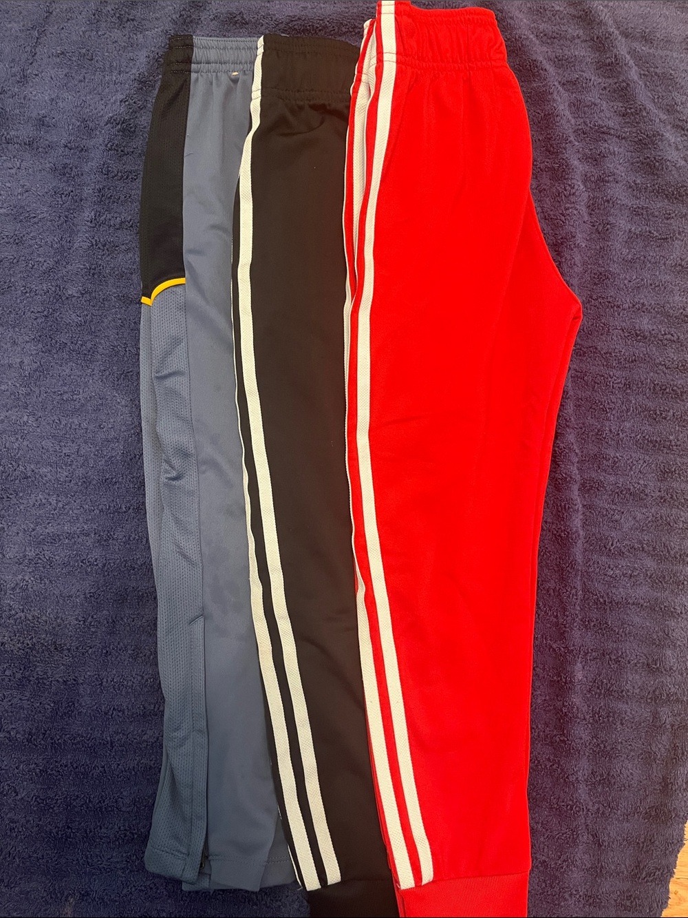 adidas Kids Red Track Pants with White Side Stripes